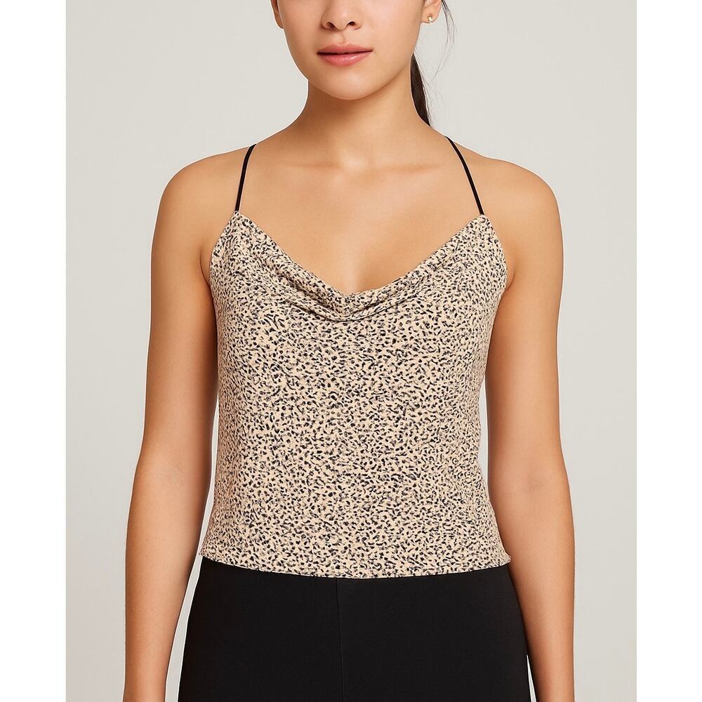 Gaze DTLA Leopard Cowl Neck Cami Top Small NWT